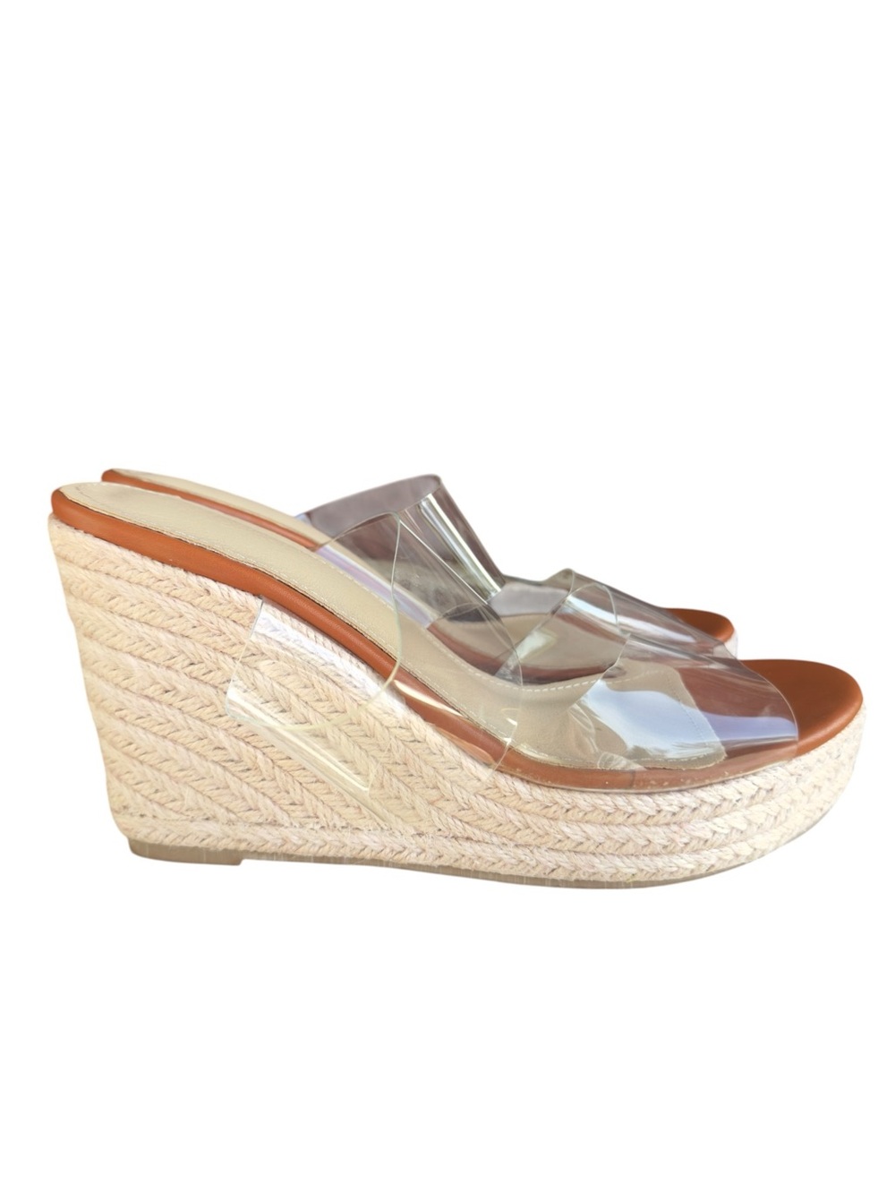 Espadrille Wedge Platform Sandals w/ Clear Straps Women’s Size 9 - Picture 3 of 7